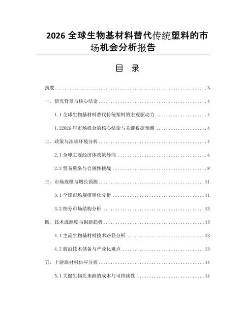 2026全球生物基材料替代传统塑料的市场机会分析报告
